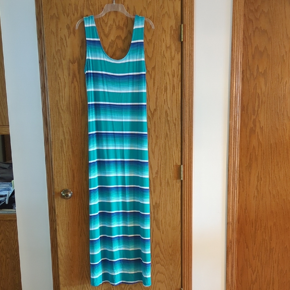 Merona Teal and Navy Striped Maxi Dress